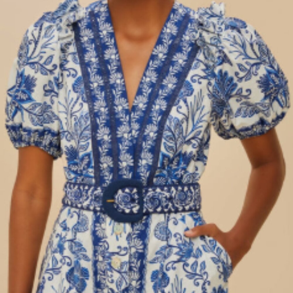 Farm Rio off-white shell garden organic cotton romper
